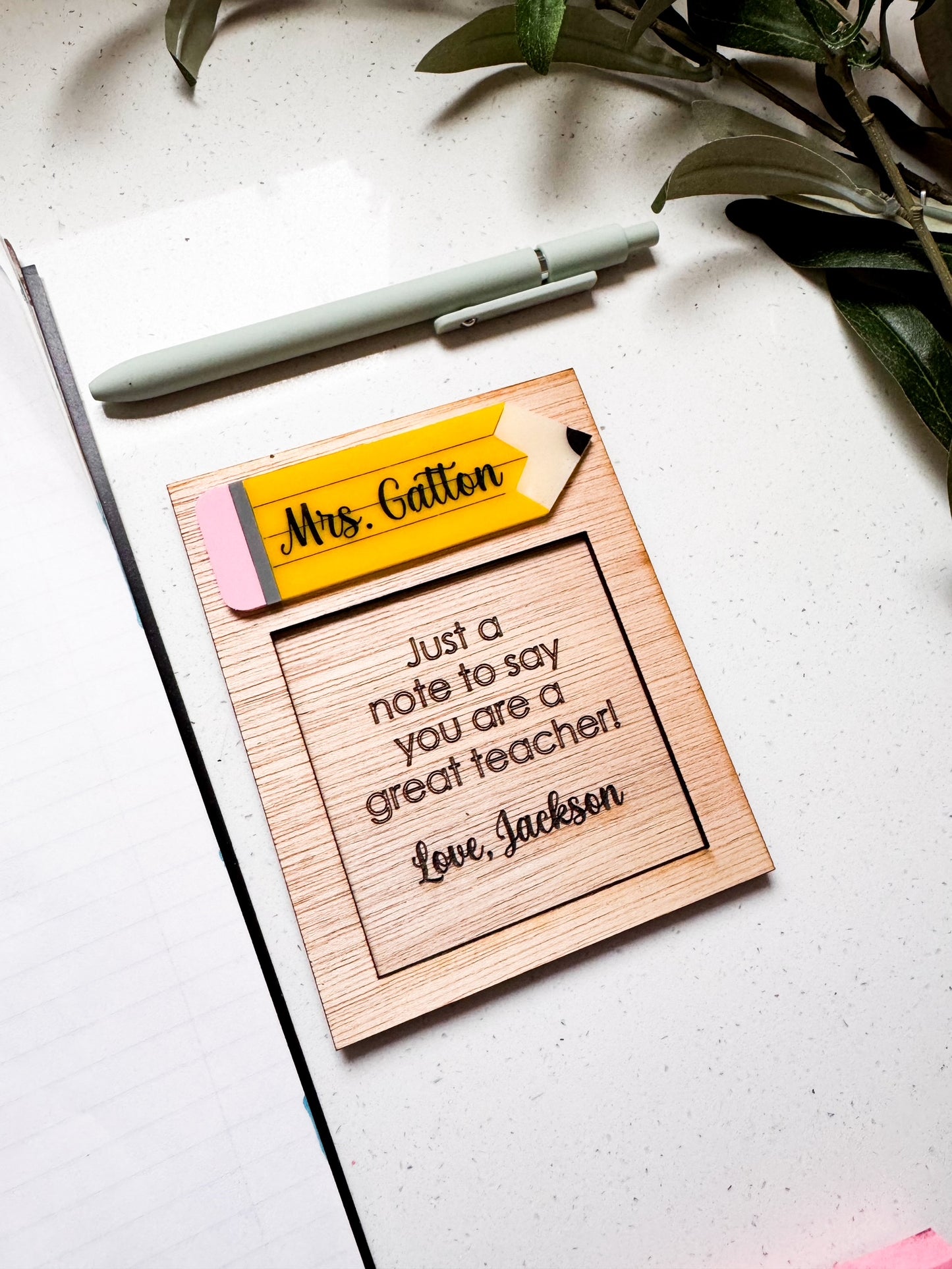 Personalized Sticky Note Holder