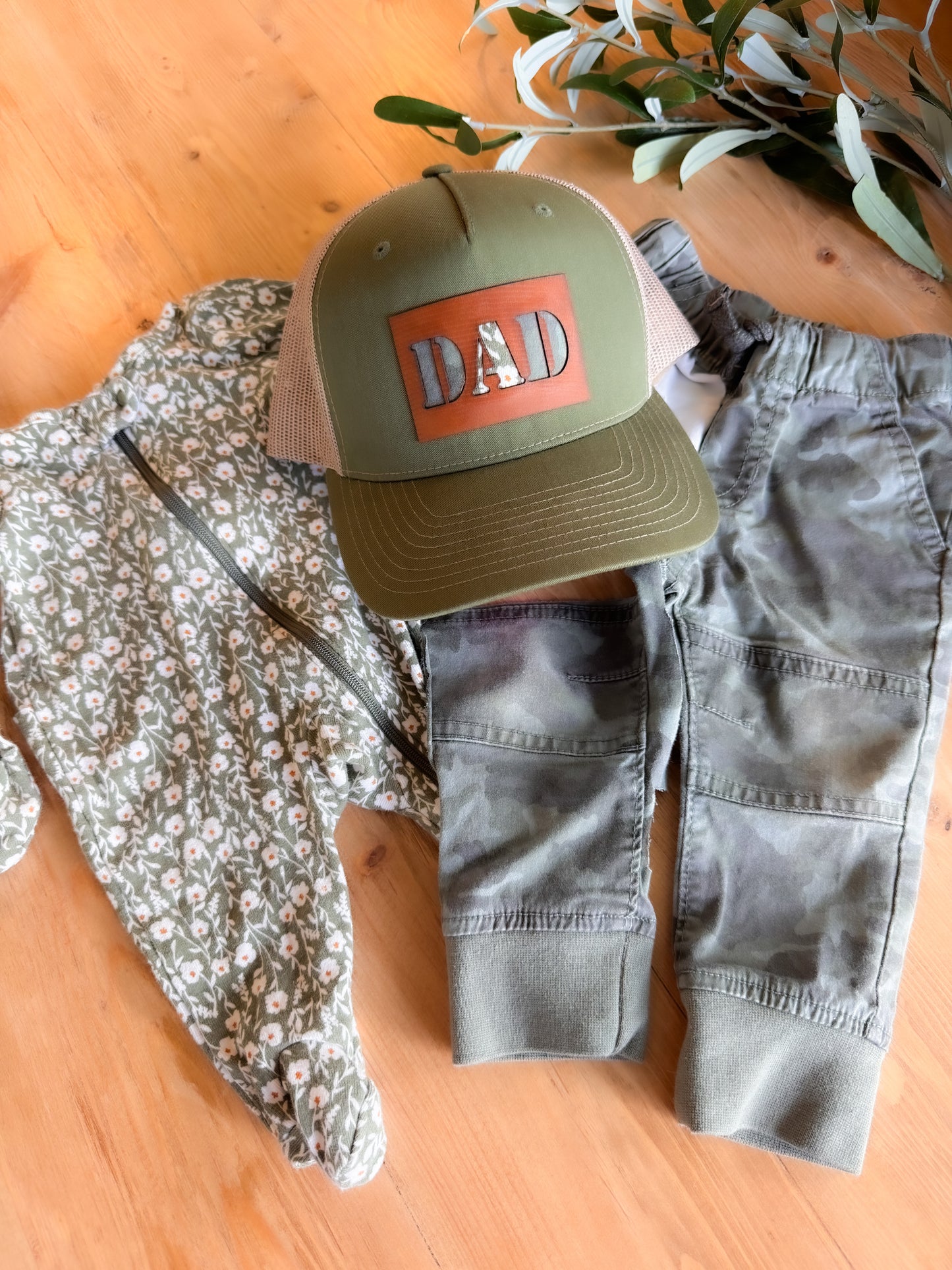 DAD Leather Patch Hat with Baby Clothes