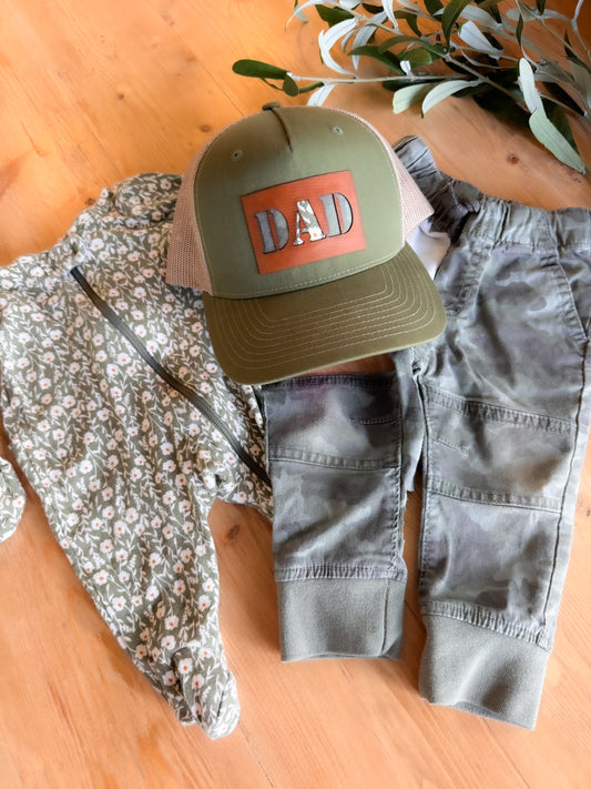 DAD Leather Patch Hat with Baby Clothes
