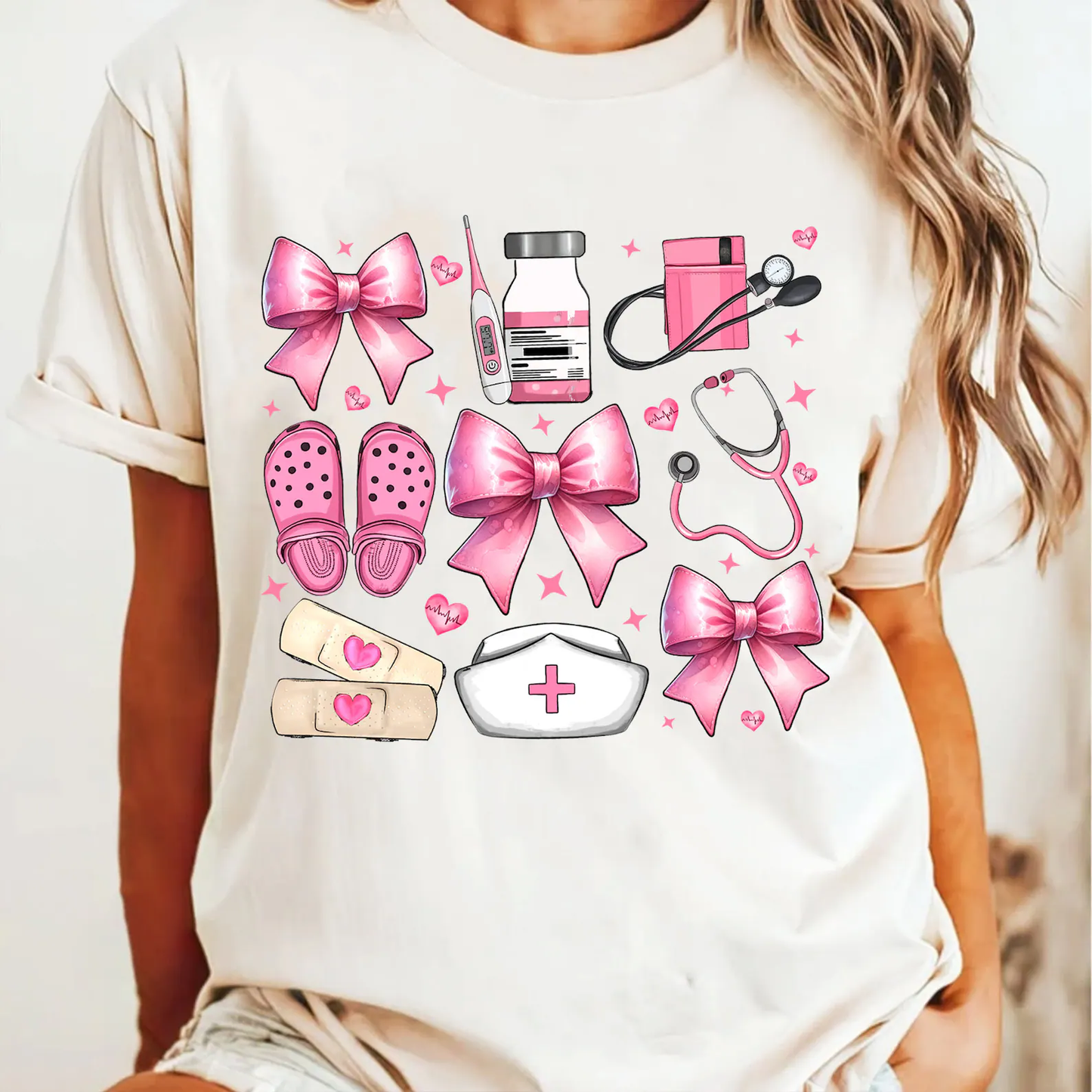 Pink Bow Croquette Healthcare Nurse 3x3