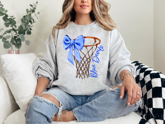 Hoop with Blue Bow Blue Devils