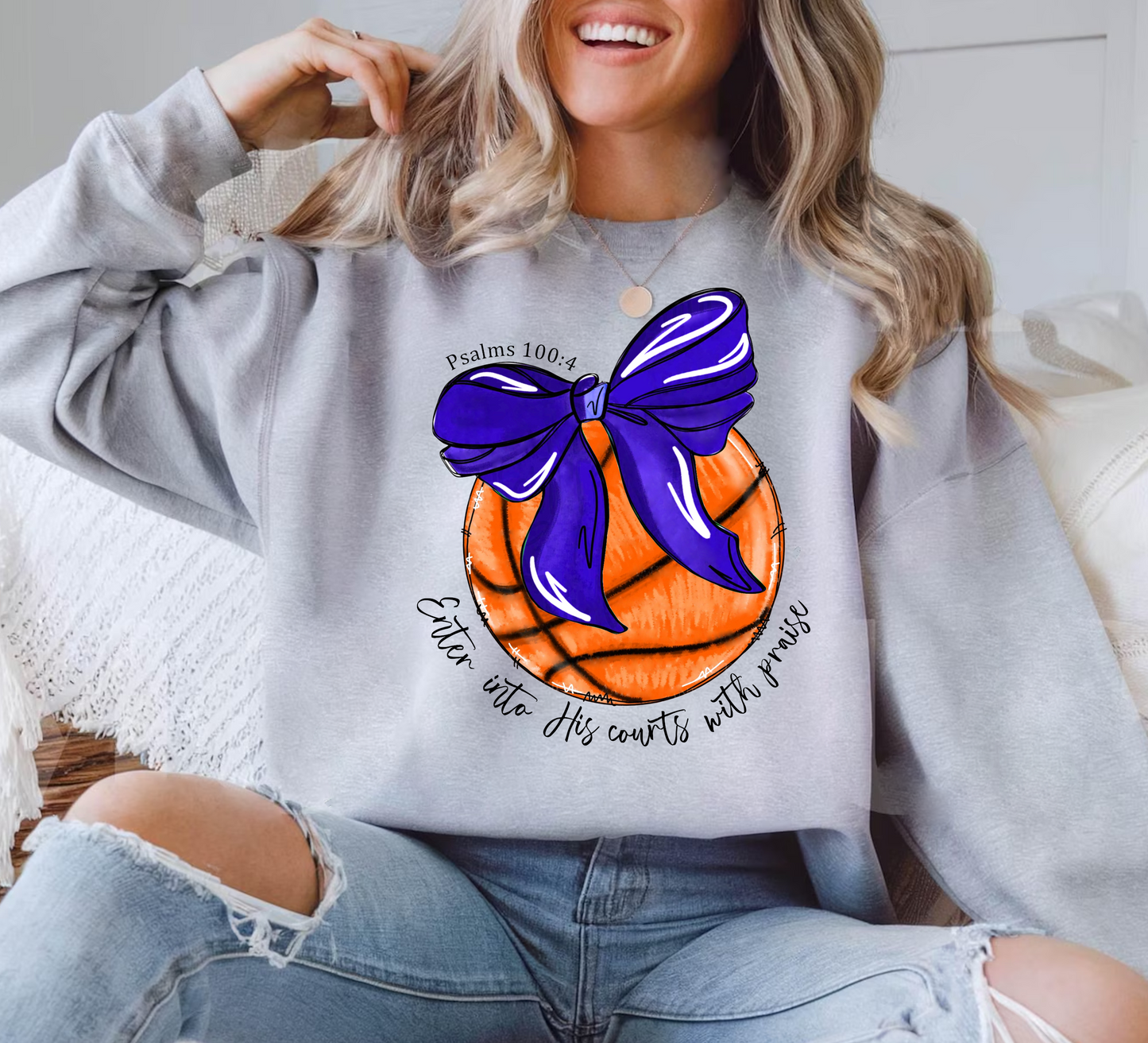 Enter Into His Courts with Praise Blue Bow